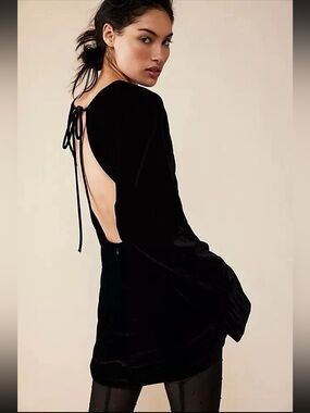 Free People Chelsea Open Back Velvet Mini Dress